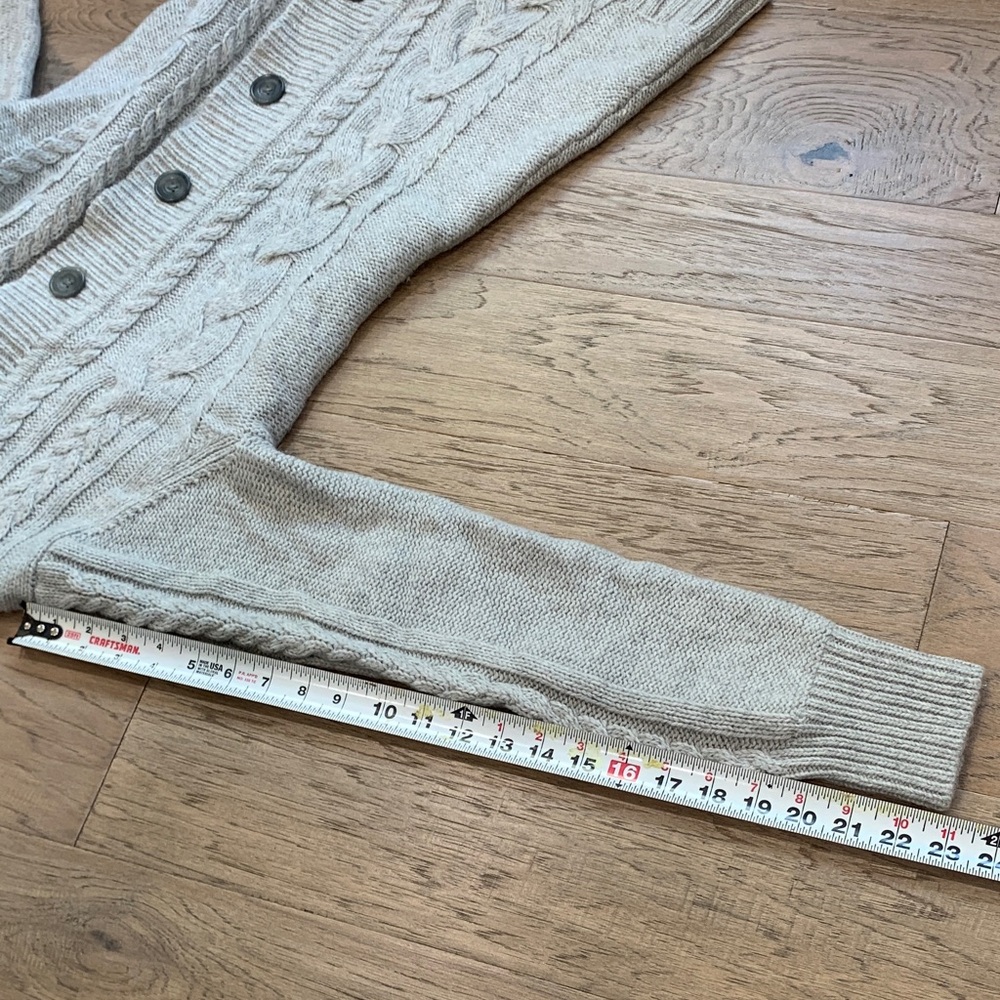 Eddie Bauer Cream Cable Knit Button Cardigan Wool/Alpaca Size Medium - Picture 7 of 9